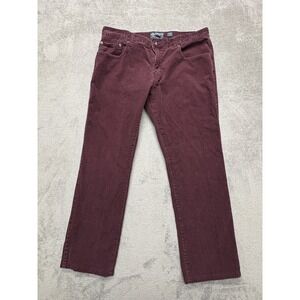 American Rag Pants Mens Measured 37x28 Burgundy Corduroy Slim Straight Casual